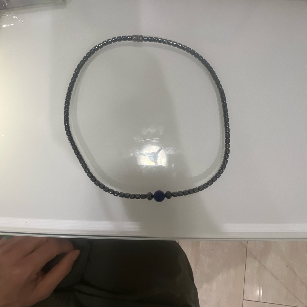 Hematite Necklace with blue stone